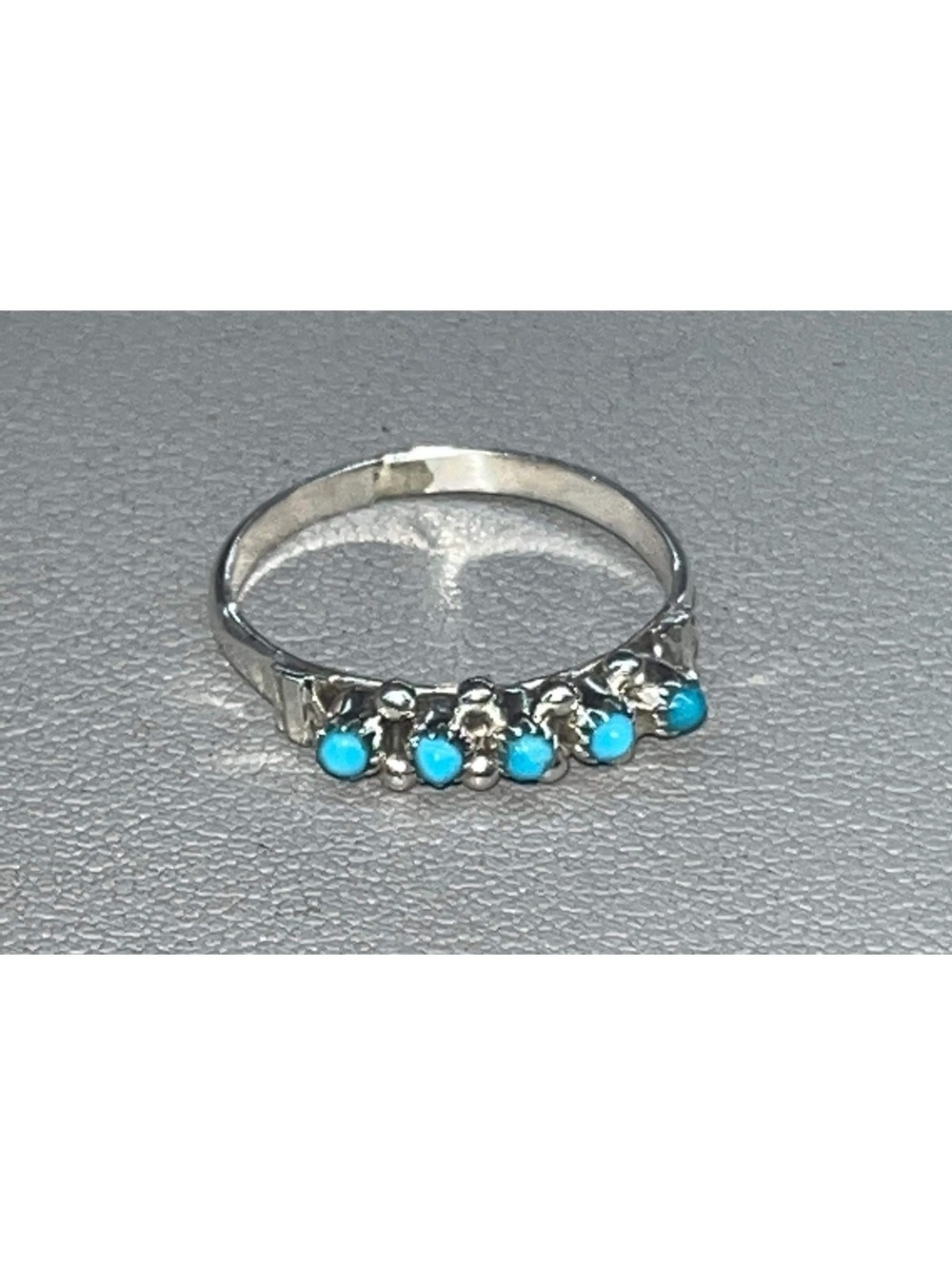 Zuni sterling silver snake eye row stacker ring turquoise size 6.75